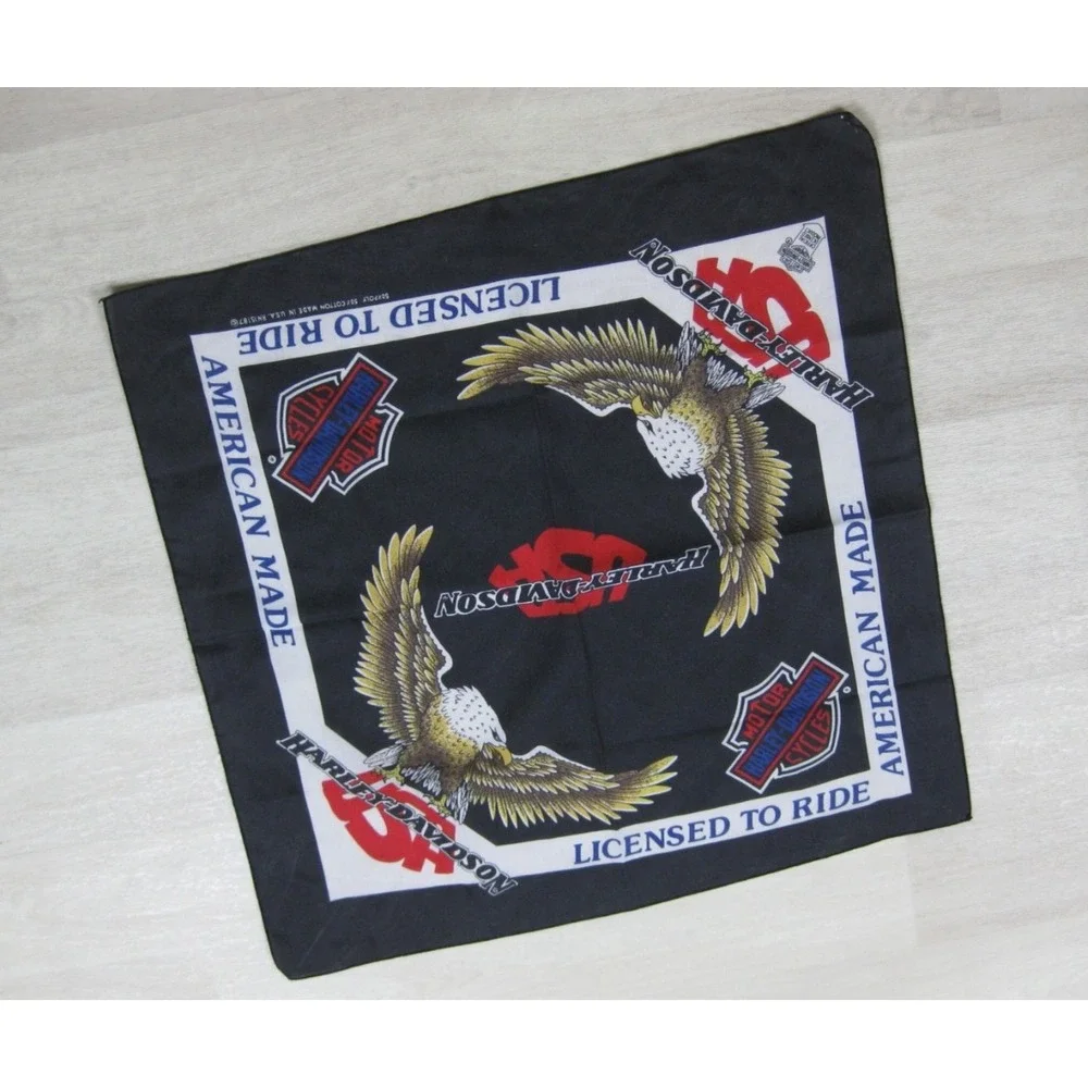 Vintage Harley-Davidson Bandana American Made License to Ride USA Motorcycles